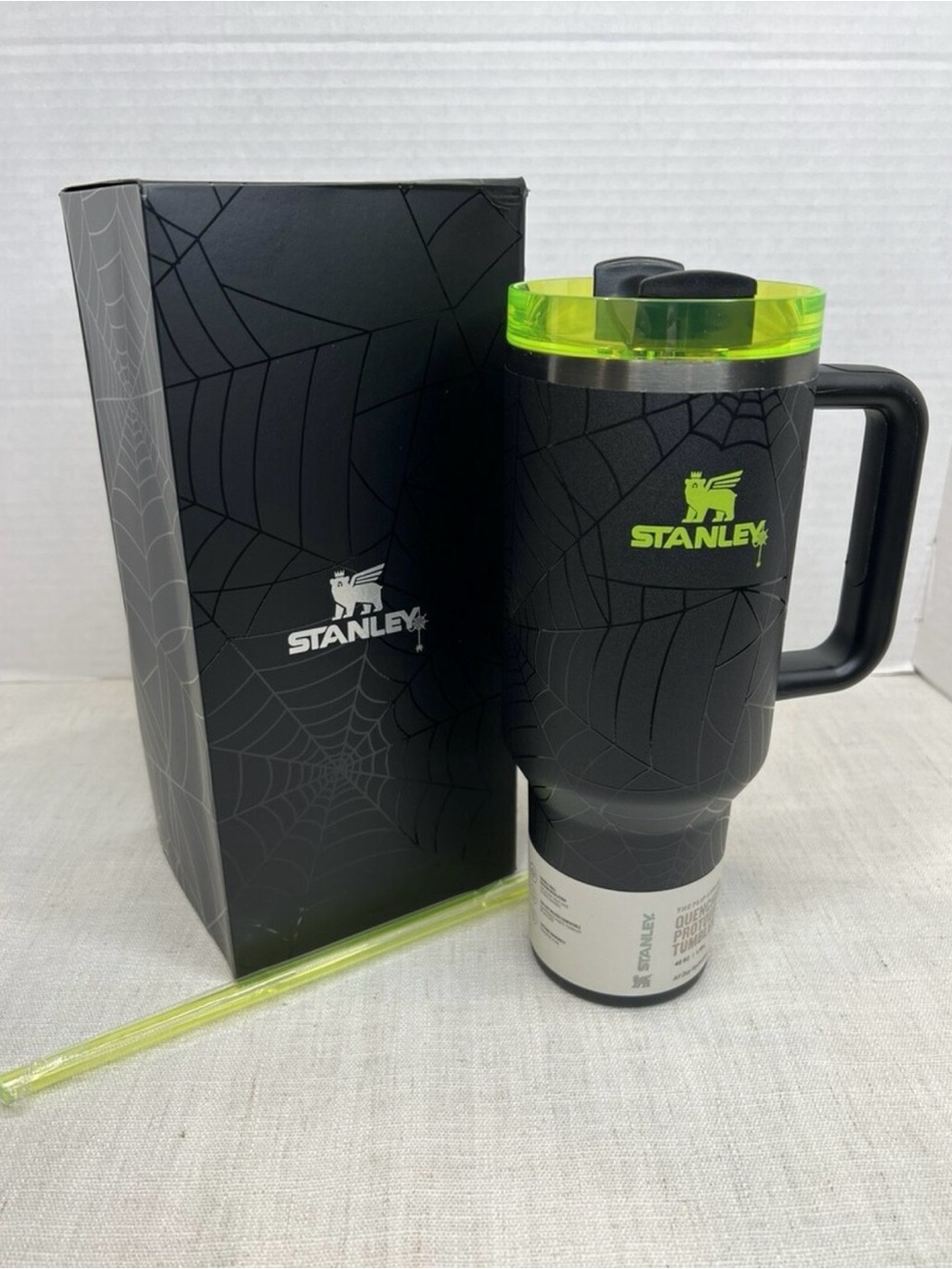 Stanley 40 oz Tumbler Black Green Spider Web